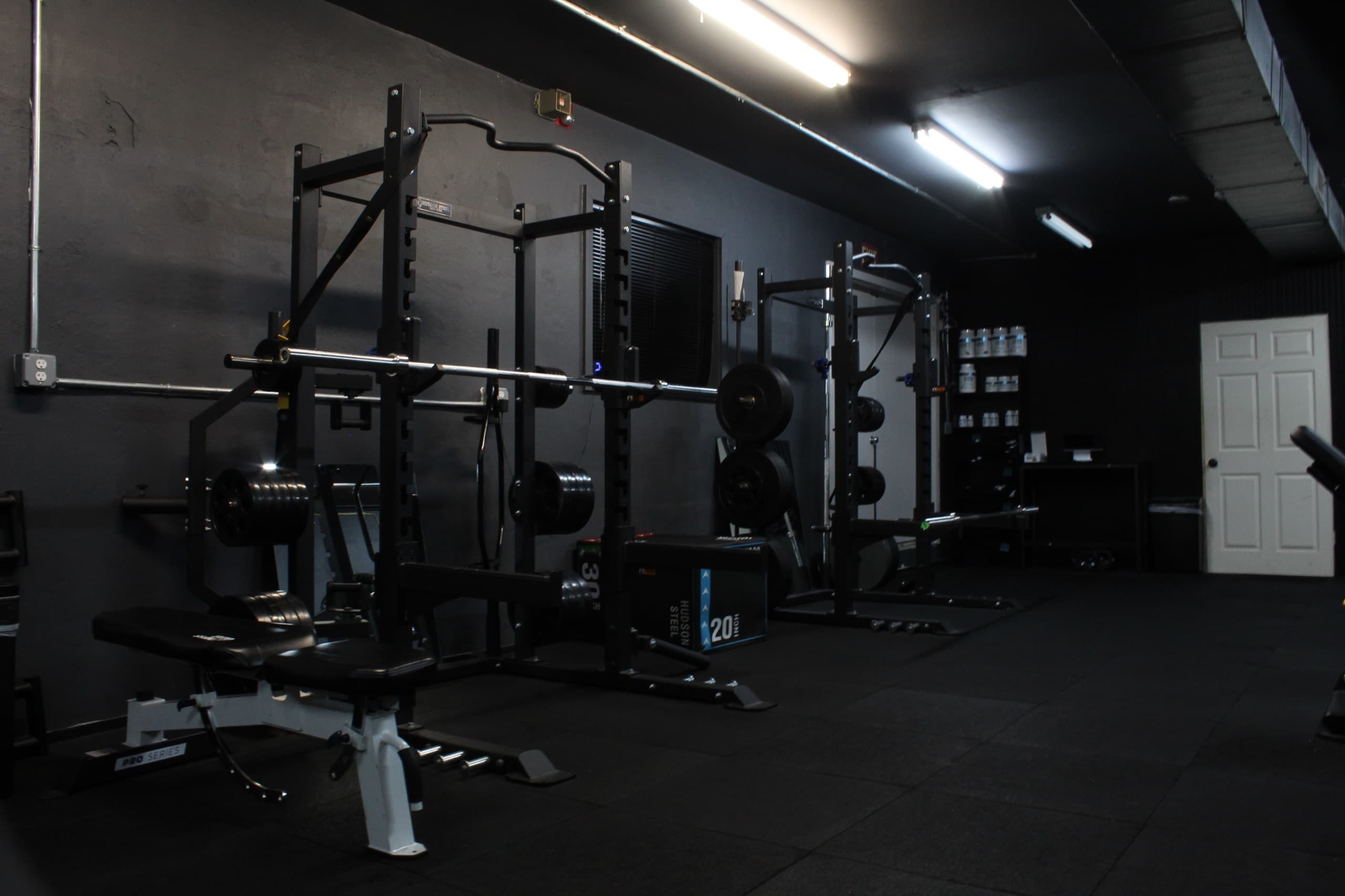 Squat racks and free weights at the BAM Fitness studio in Dumont, NJ